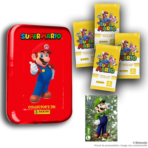 Carte Panini - Super Mario - Boîte Métal Pocket 4 Pochettes   1 Carte édition Li